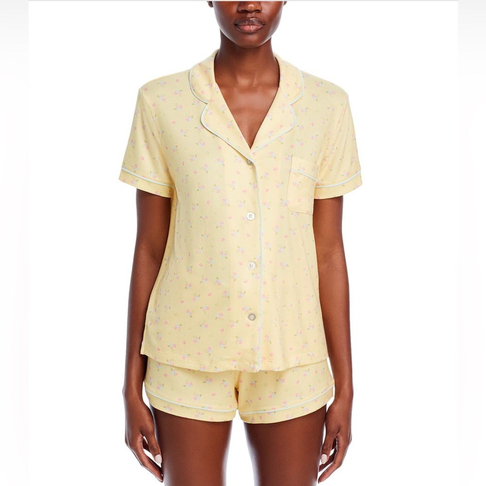 Aqua Yellow Floral Women's Pajama Set